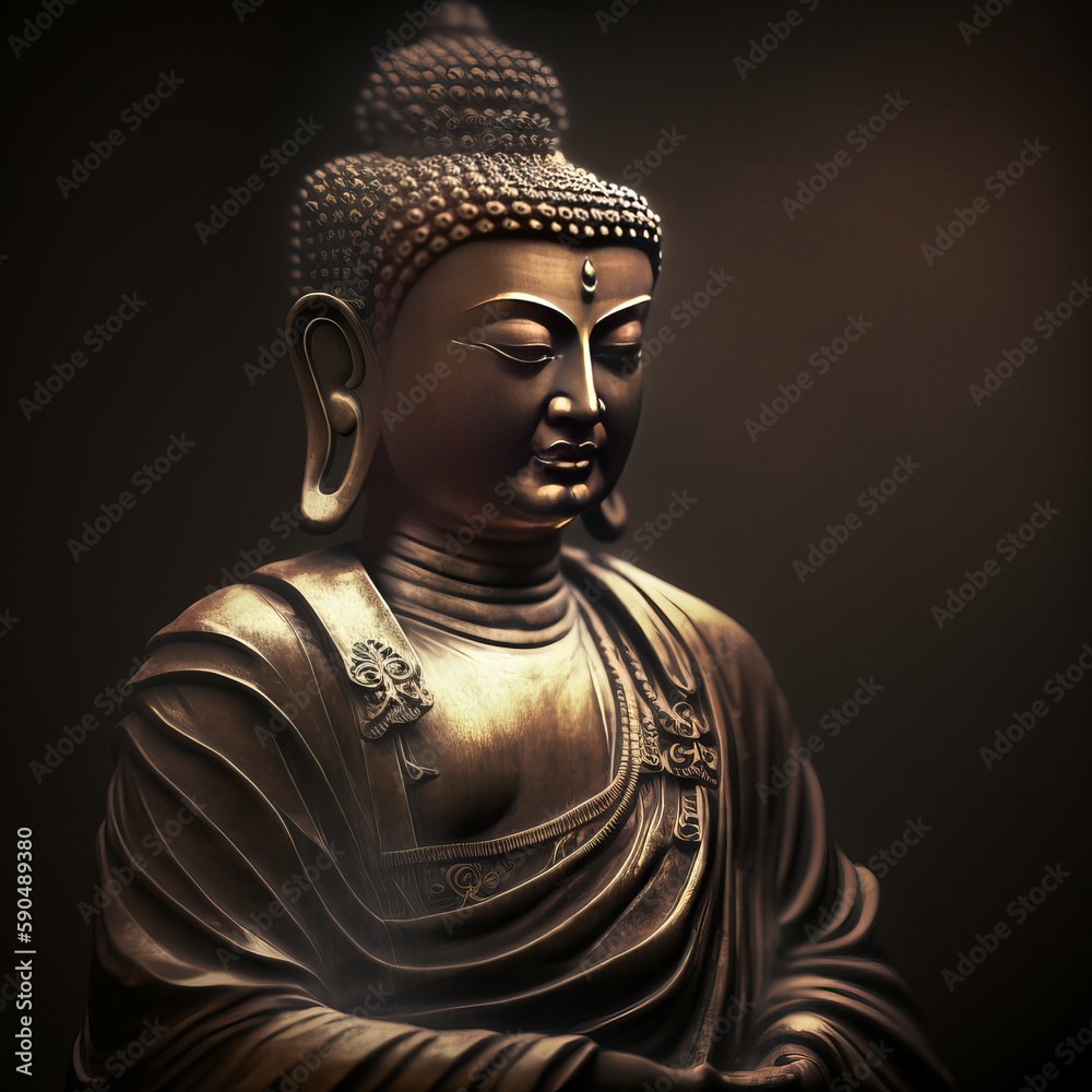 Buddha Illustration for buddha purnima and vesak day, Generative Ai