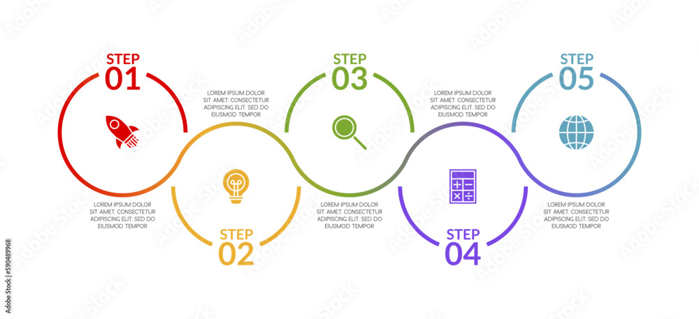 Infographics design template and icons with 5 options or 5 steps Infographics design template and icons with 5 options or 5 steps