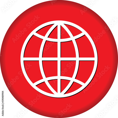 globe icon on red button Png
