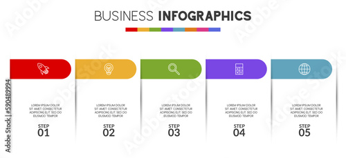 Infographics design template and icons with 5 options or 5 steps