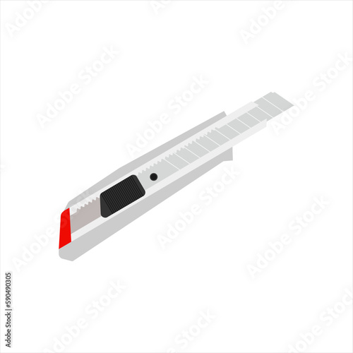Boxcutter flat design vector illustration. Blade stationery knife vector illustration. Cutter knife vector blade. Paper craft utility stationery office craft cut razor