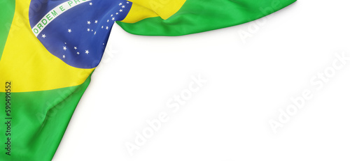 Fotografie Banner with flag of Brazil over transparent background