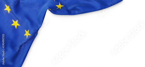 Banner with flag of the European Union over transparent background. 3D rendering