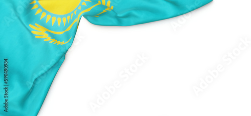 Banner with flag of Kazakhstan over transparent background. 3D rendering