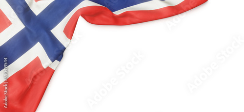 Banner with flag of Norway over transparent background. 3D rendering photo