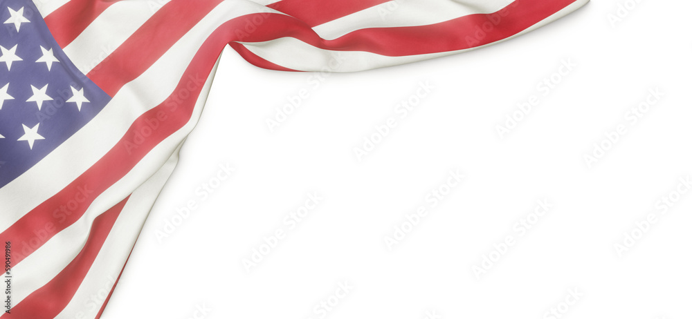 Obraz premium Banner with flag of the United States of America over transparent background. 3D rendering