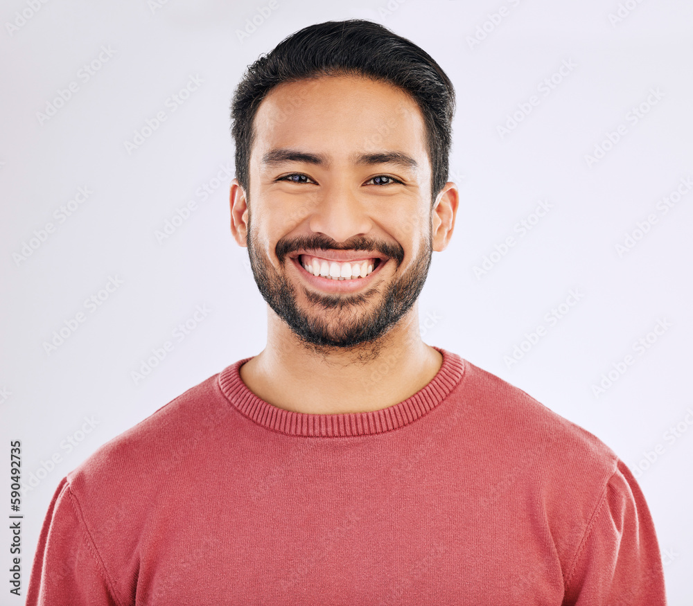 Happy, handsome and a headshot portrait of an Asian man isolated on a white background in studio. Smile, pride and a guy with confidence, happiness and attractive while smiling on a backdrop Happy, handsome and a headshot portrait of an Asian man isolated on a white background in studio. Smile, pride and a guy with confidence, happiness and attractive while smiling on a backdrop