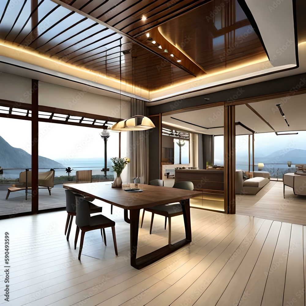 modern dining room, generated Ai modern dining room, generated Ai