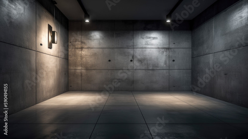 Dark and minimalistic indoor scene with dim lighting © Polarpx