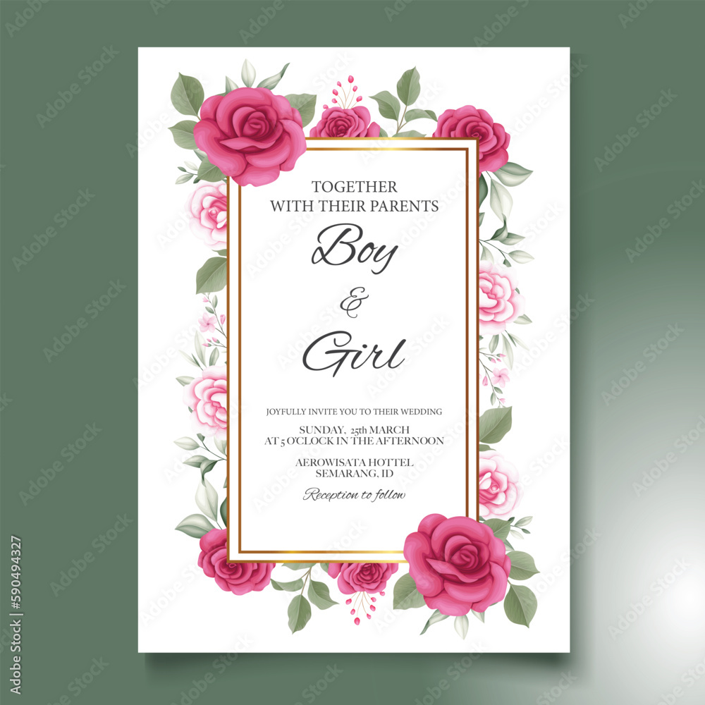 Elegant hand drawing wedding invitation floral design
Elegant hand drawing wedding invitation floral design