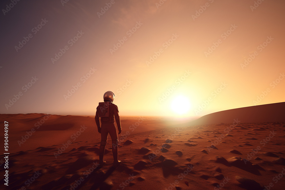 The success of the astronaut's mission on Mars. Created with Generative AI Technology