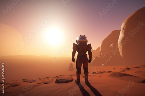 The success of the astronaut's mission on Mars. Created with Generative AI Technology © dewaai