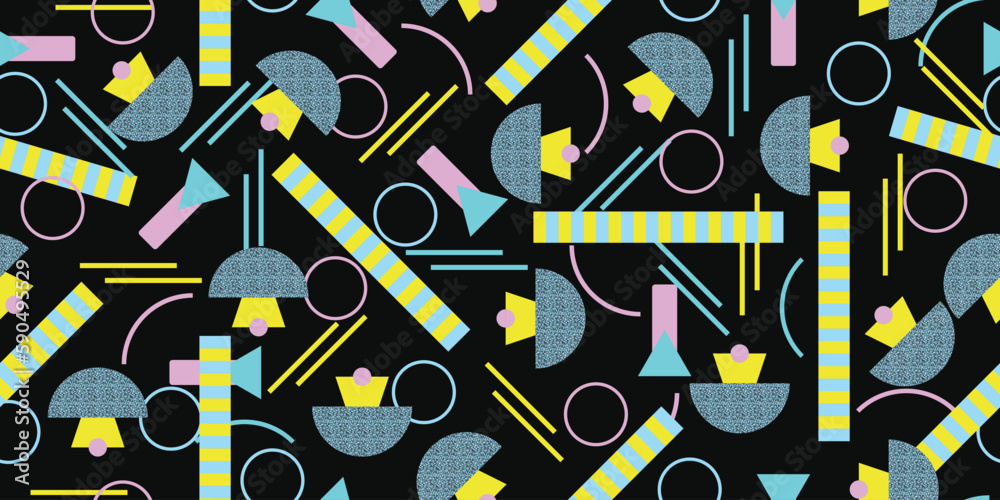 Obraz premium Trendy 90s retro style seamless pattern