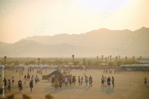 festival crowd of people having party