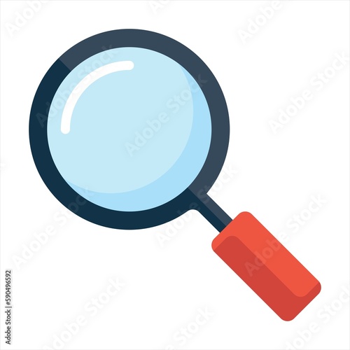 Magnifying glass with red base vector illustration.Magnifying glass flat icon, vector sign, colorful pictogram isolated on white. Symbol, logo illustration. Flat style design