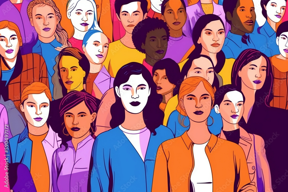 Group of people. AI generated illustration Group of people. AI generated illustration