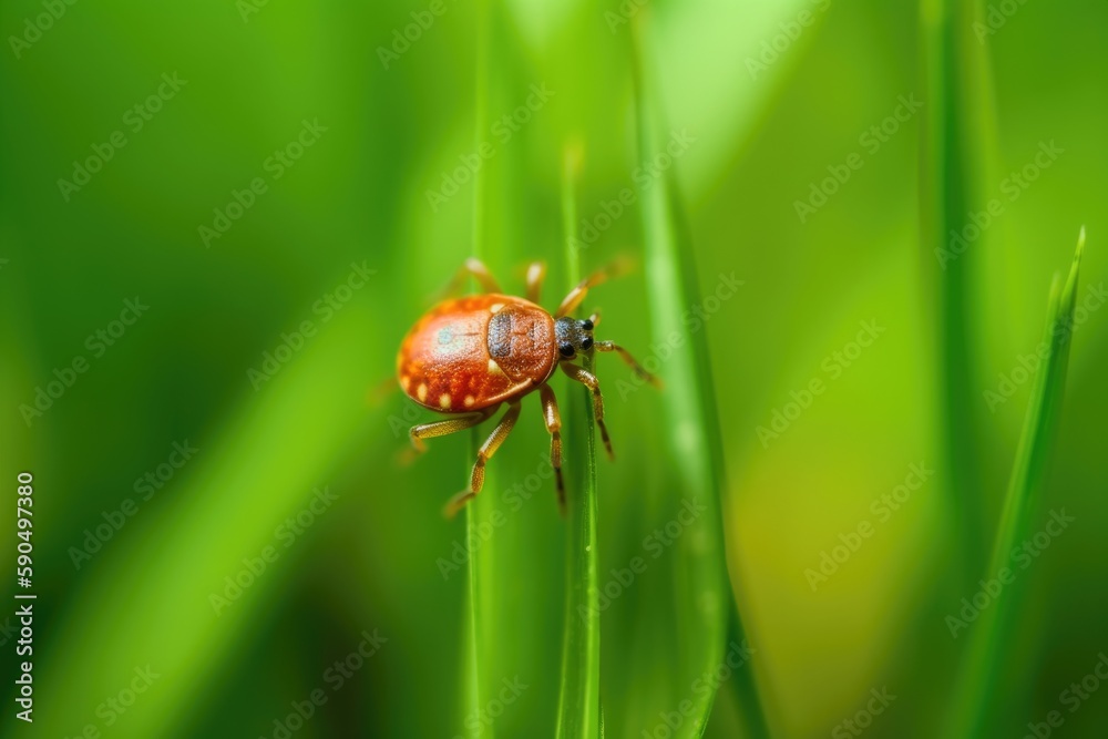 tick on leaf macro photot nature