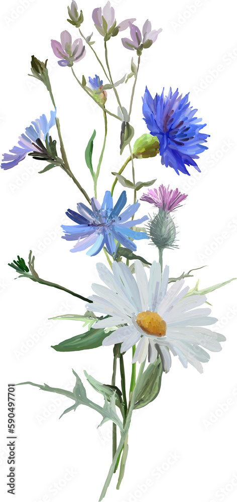 bouquet with white and blue flowers