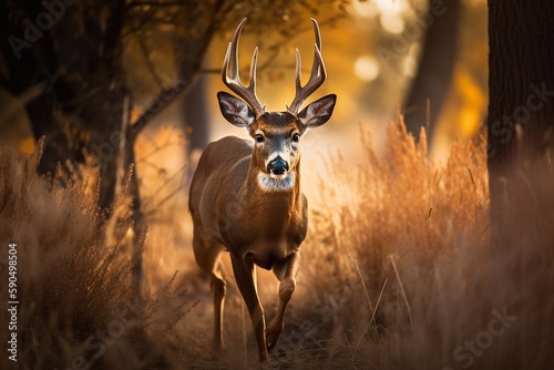Young Deer in nature. Generative AI
