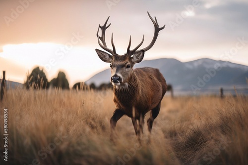 Deer in nature. Generative AI © Andrii 
