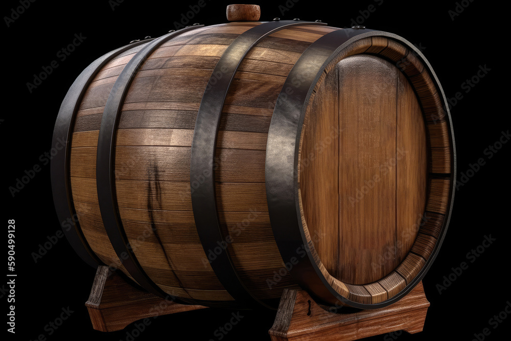 Old oak barrel. Generative AI