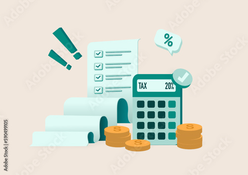 Tax preparation abstract concept vector illustration. The corporate tax, taxable income, fiscal year, document preparation, payment planning, corporate accountancy, and annual return abstract metaphor