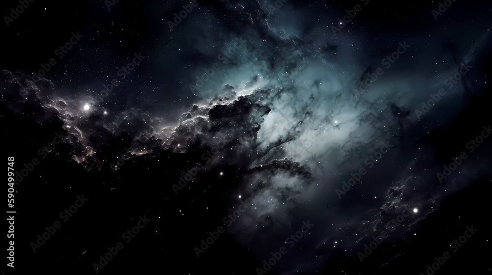 Space scene with planets, stars and nebula. Abstract space background with nebula and stars. Generative AI technology.