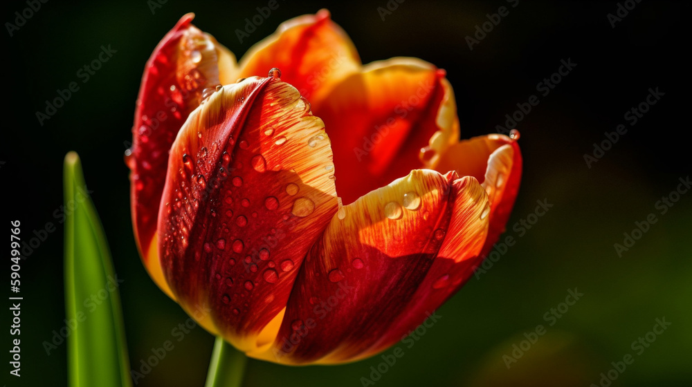 Generate a description of a beautiful tulip flower in 200 words. Leave only nouns and adjectives. Separate the words with commas. Generate a description of a beautiful tulip flower in 200 words. Leave only nouns and adjectives. Separate the words with commas.