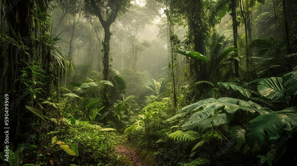 Generate a description of the beauty of a tropical forest of 200 words. Leave only nouns and adjectives. Divide the words with commas Generative AI Generate a description of the beauty of a tropical forest of 200 words. Leave only nouns and adjectives. Divide the words with commas Generative AI
