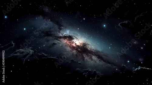 Space scene with planets  stars and nebula. Abstract space background with nebula and stars. Generative AI technology.
