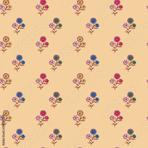 FLORAL ARTISANAL MOTIF DITSY ALL OVER PRINT SEAMLESS PATTERN FOR GIRLS AND WOMEN WEAR VECTOR