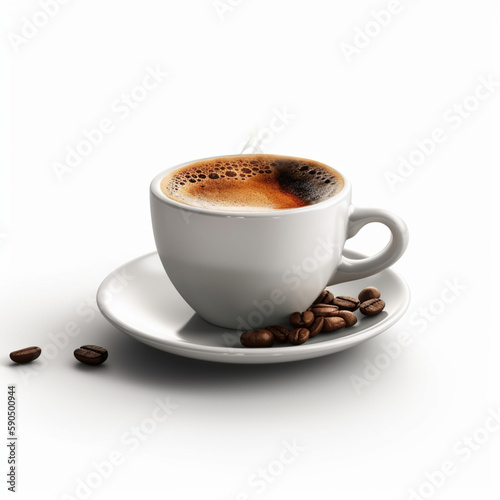 A cup of coffee with the word coffee on it. Generative AI