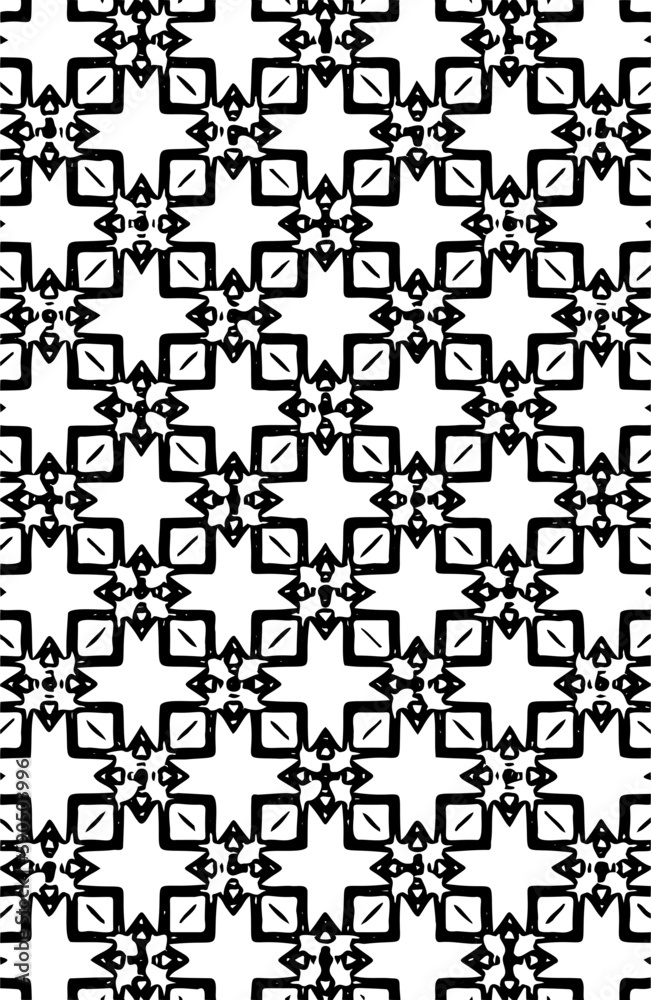 Seamless geometric shapes repeated grid pattern design vector element in black color