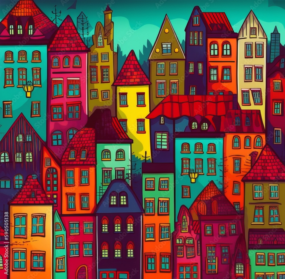 seamless pattern with houses