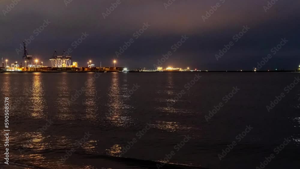Time lapse in a working Polish container port Time lapse in a working Polish container port