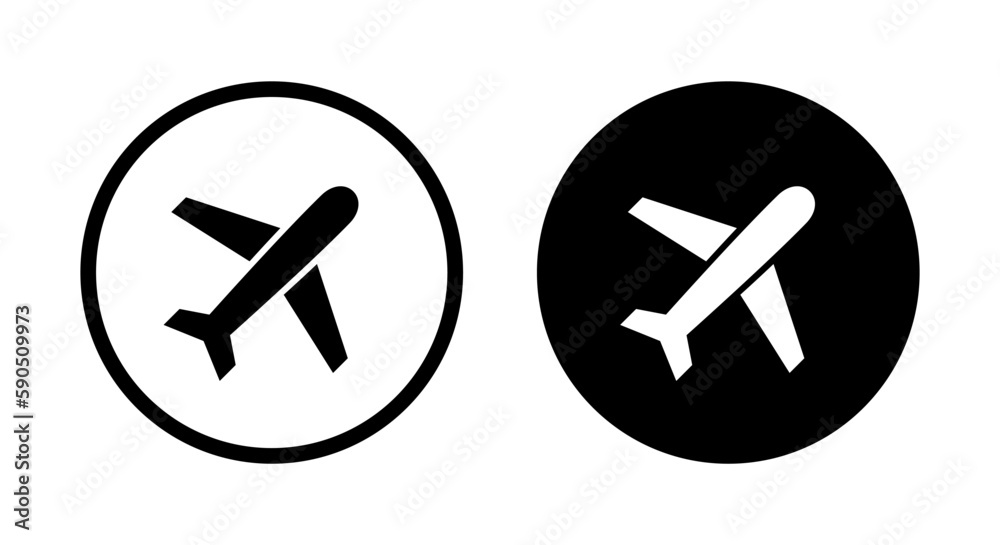 Plane, airplane icon vector isolated on circle background