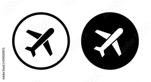 Plane, airplane icon vector isolated on circle background