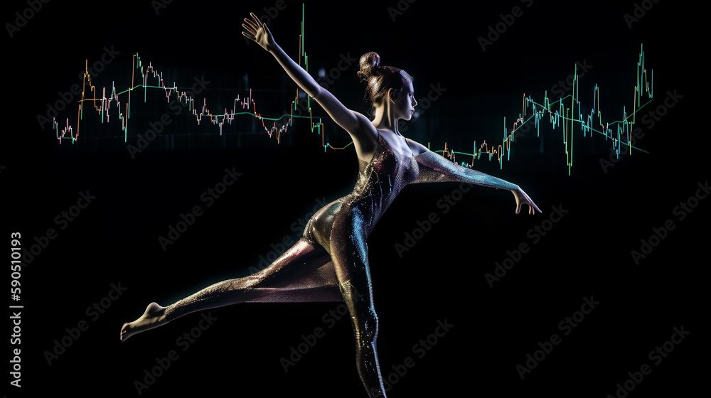 A stock chart looking like a woman dancing ballet, made with Generative Ai