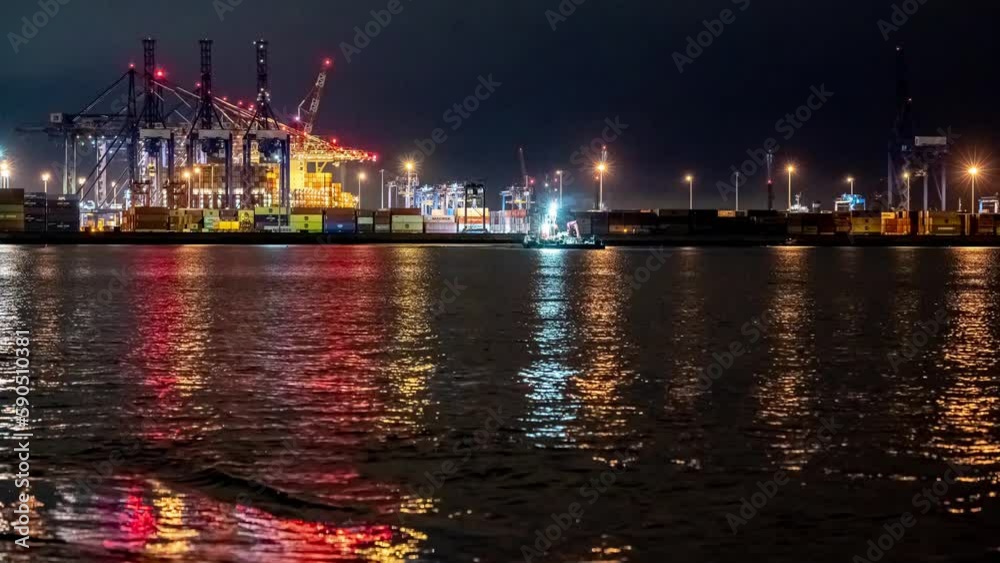 Time lapse in a working Polish container port Time lapse in a working Polish container port