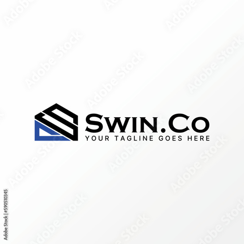 Logo design graphic concept creative abstract premium free vector stock letter SC or CS connect font house home line out. Related to monogram property