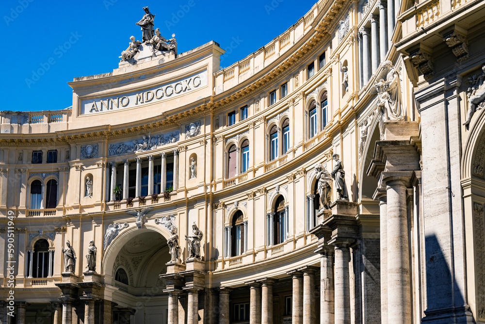Obraz premium Entrance of public shopping mall built in 1887 named after King Umberto, Galleria Umberto I is part of the Unesco World Heritage Old Town. Galleria Principe Di Napoli, Naples, Campania, Italy