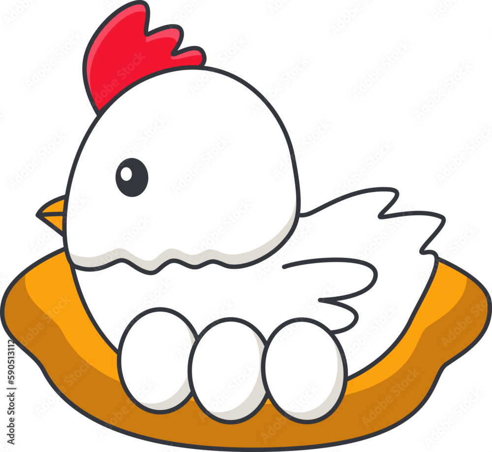 Obraz premium Cute Chicken Illustration Vector