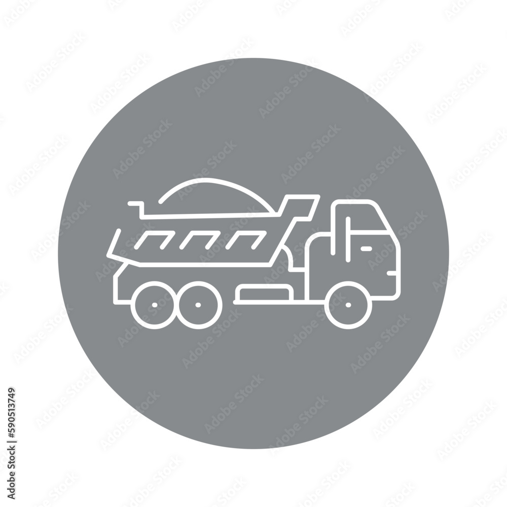 Bulk truck olor line icon. Road construction. Bulk truck olor line icon. Road construction.
