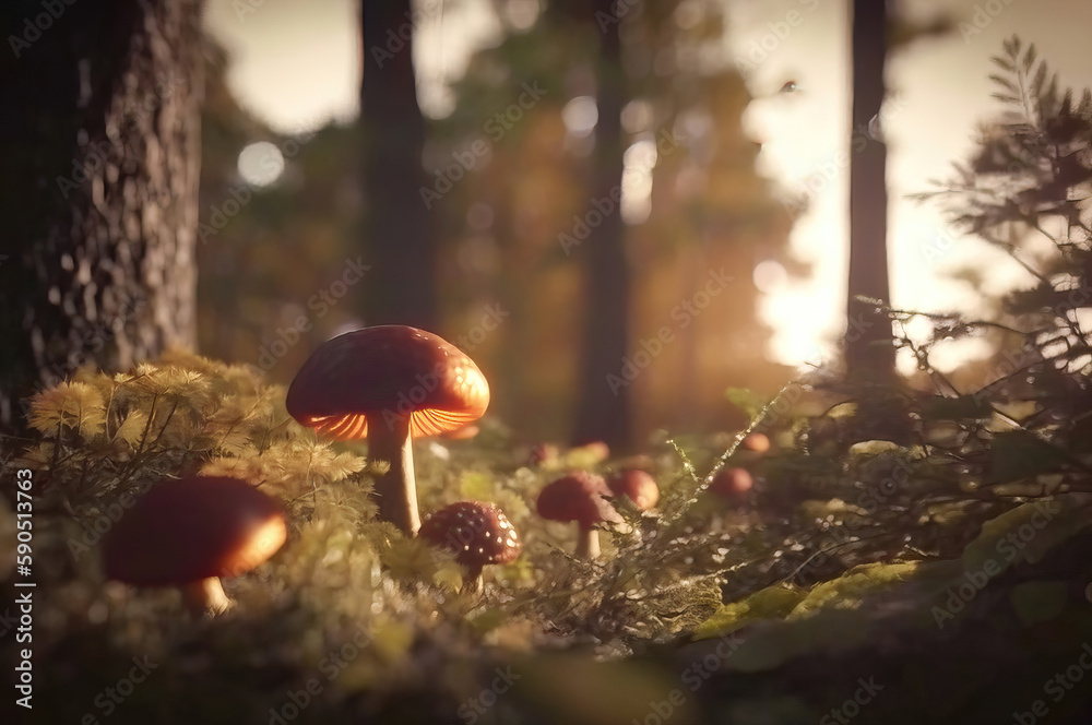 Fototapeta premium mushroom in the forest,mushroom in autumn forest,mushrooms in the woods