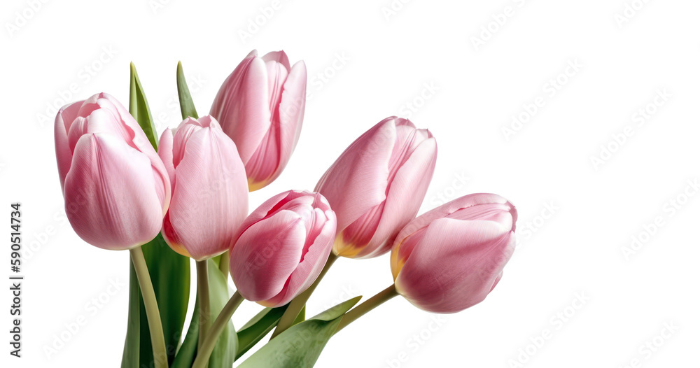 Pink tulips bunch isolated on transparent background. Mothers day, Women' s day. PNG, Generative AI Pink tulips bunch isolated on transparent background. Mothers day, Women' s day. PNG, Generative AI