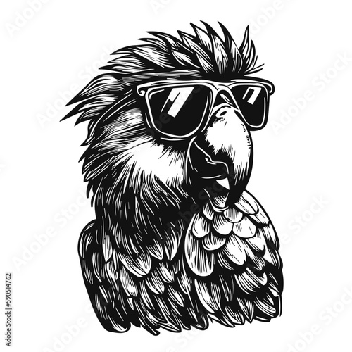 Cool parrot wearing sunglasses illustration