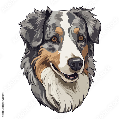 Australian Shepherd Dog Flat Icon Isolated On White Background