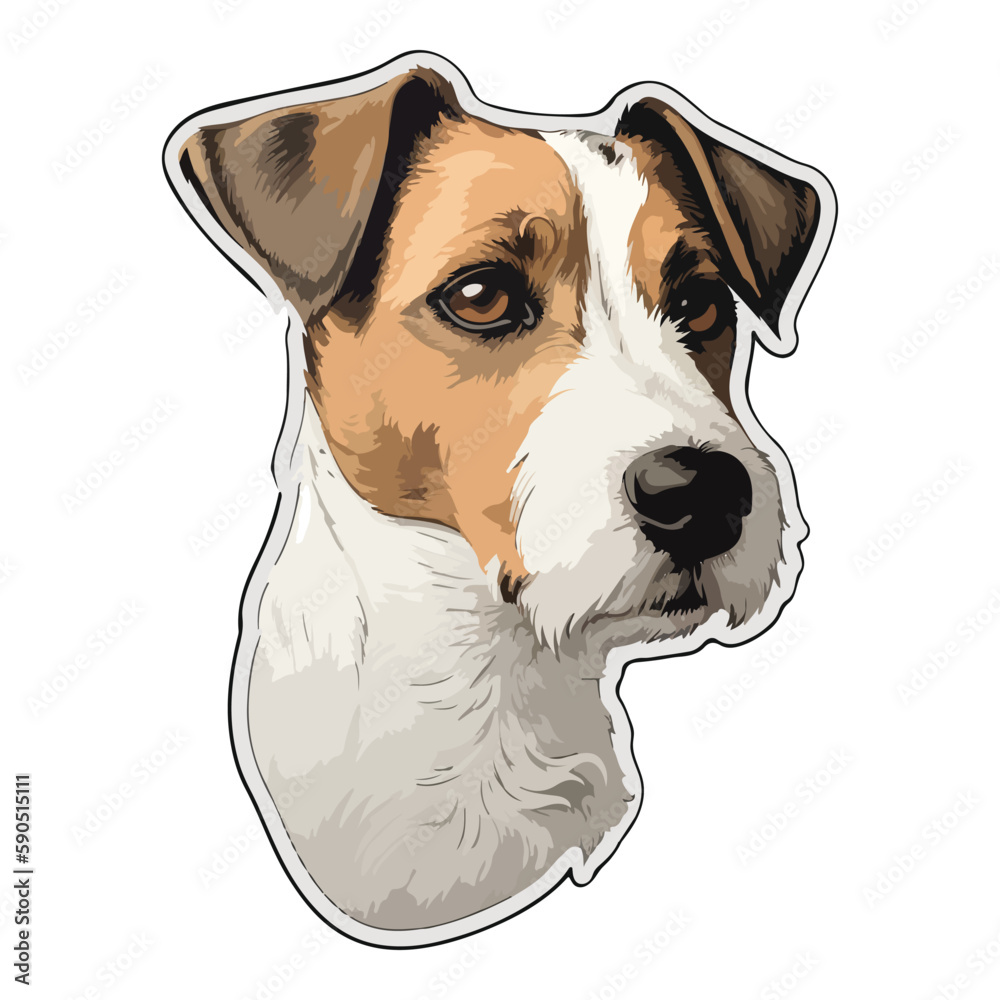 Fotografie Jack Russell Terrier Flat Icon Isolated On White Background