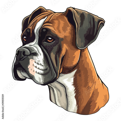 Boxer Dog Flat Icon Isolated On White Background