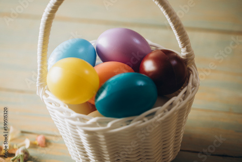 basket with easter eggs